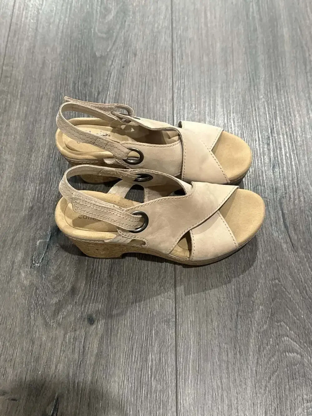 Clarks Collection Annadel Eirwyn Beige Suede Wedge Sandals